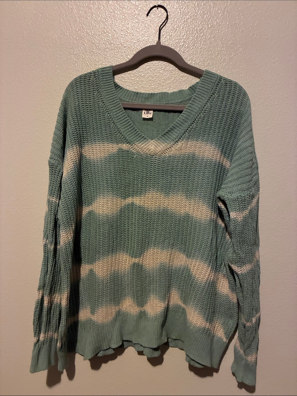 Sew In Love Mint Green and White Striped V-Neck Sweater